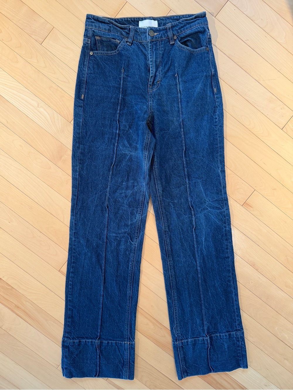 Habitual high rise wide leg jeans pinched seam folded hem size 4 / 27